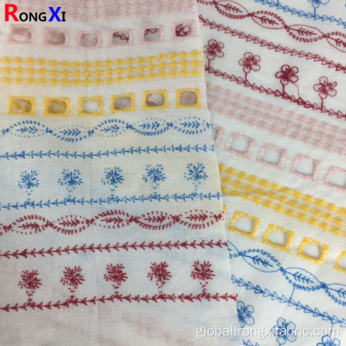 Multi Color Fabric New Design Cotton Border Embroidery Fabric Factory